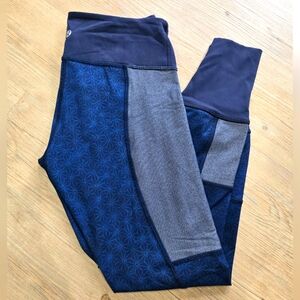 Lululemon Wunder Under Sz 6 Blue Sashiko Kanoko Twist Inkwell Patchwork Leggings